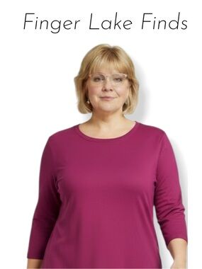 Lands' End Women's Raspberry 3/4 Sleeve Top, M Tall
